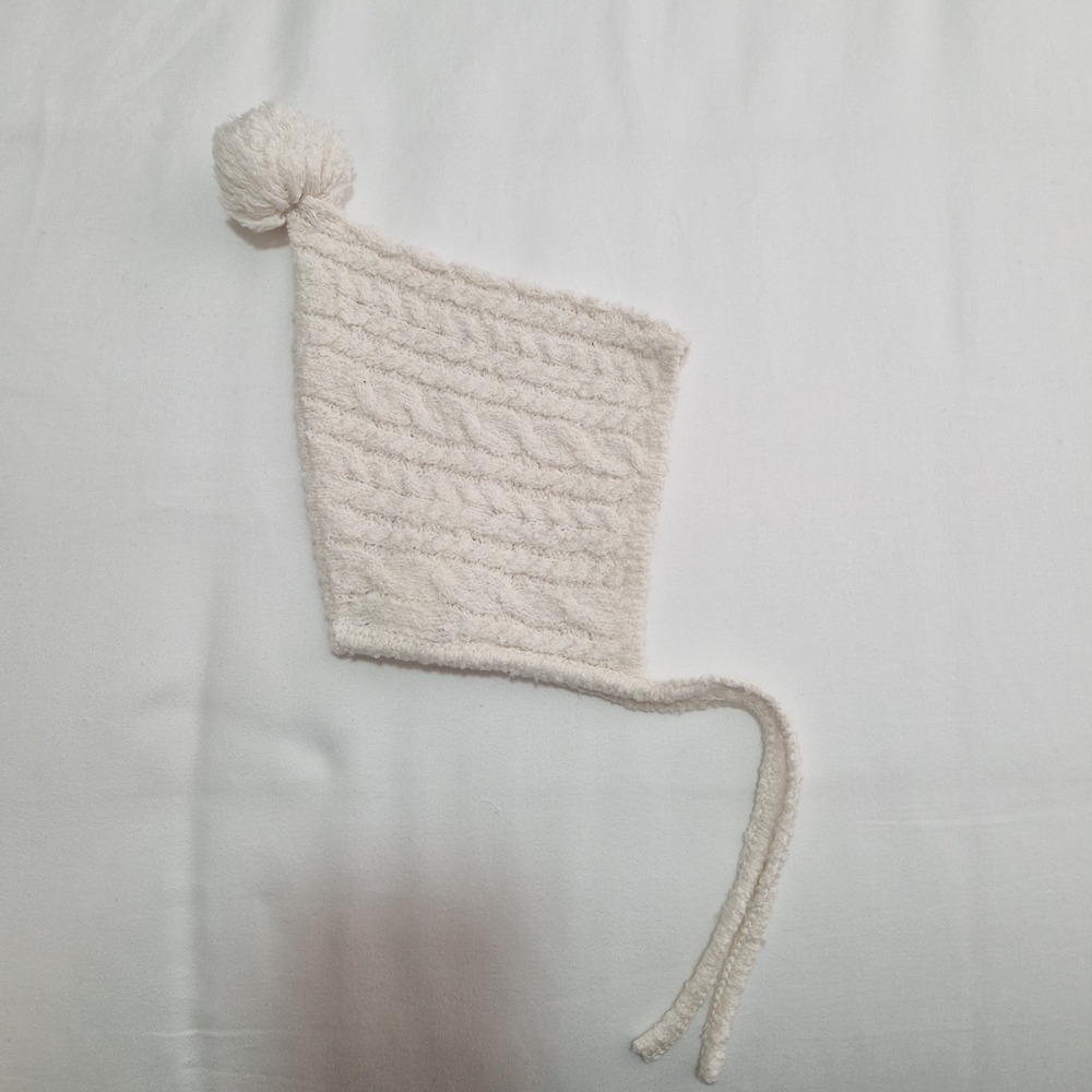 Zara Cream Knit Kids Hat with Pom-Pom